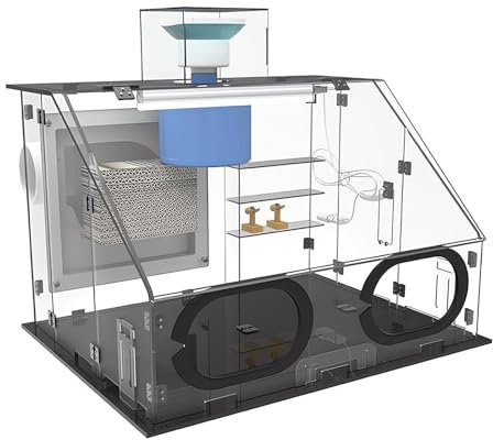 IMOSEI Airbrush Spray Booth, 3 Levels Adjustable, Transparent Spray Booth Dryer with 40W Exhaust Fan & Led Light, Quick Drying, Large Capacity, for Spraying Models, Arts, Crafts