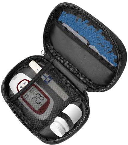 JDVBDNK Étui de transport pour diabète, trousse de test de diabète, sac de rangement portable pour compteur de glycémie, étui de voyage pour diabète, kit de glucomètre, étui de moniteur de glycémie