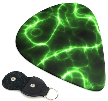 6 Pack Green Lightning Gitarrenplektren - 0,46 0,71 0,93 mm inklusive coolen Gitarrenplektren dünn mittel schwer Dicke E-Gitarrenplektren für Akustikgitarre Bass Ukulele