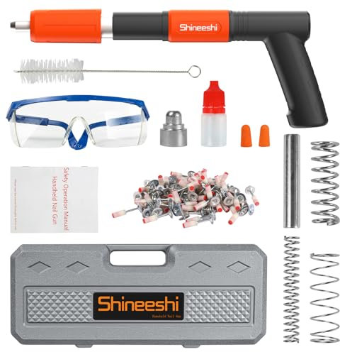 Pistola de clavos manual de acero con 100 clavadoras, mini pistola de clavos de hormigón, velocidad ajustable, portátil, herramienta de fijación para hormigón, yeso, acero, carpintería, bricolaje