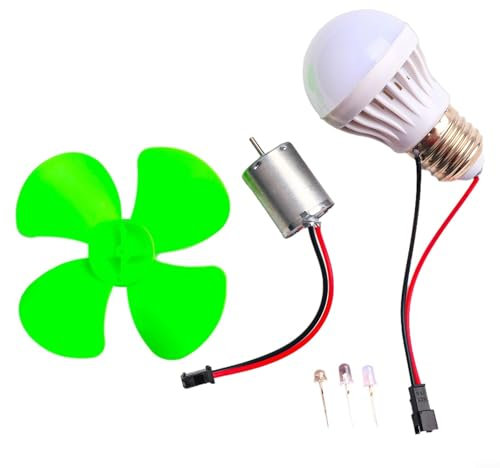 HOHOVYVY Mini motore a turbina eolica con pale rotore, alternativo generatore di energia LED, fai da te (con blub)