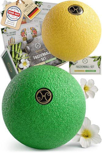 HELDSON® Premium Faszienball klein 2er Set [6cm & 8cm] - Faszien Ball hart - Faszienball für Füße - Massage Ball um Verspannungen in Nacken, Schulter zu lösen - Faszienkugel - Massageball Rücken