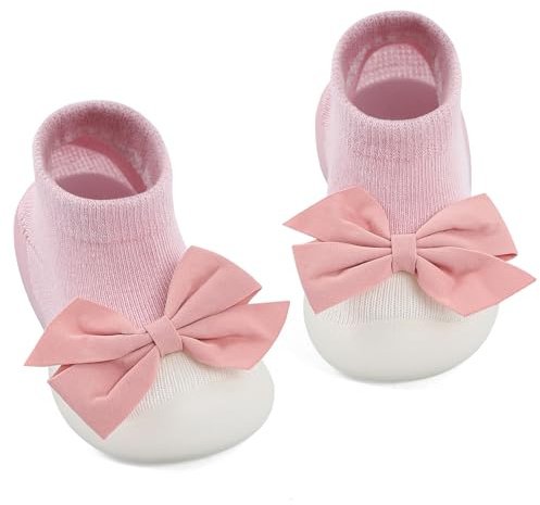 MK MATT KEELY Scarpe Calzino Neonata Scarpe Bowknot Primi Passi per Bambina Pantofole Calzini Antiscivolo in Gomma Morbida