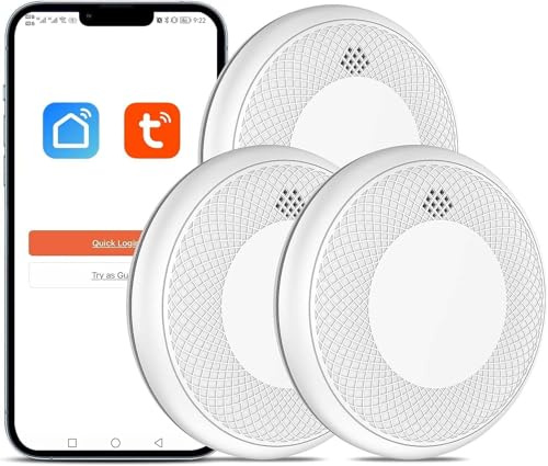 Safeliveo Rauchmelder WLAN 10 Jahre Batterie mit App Benachrichtigung, Stummschaltung und Selbsttest Funktion ，Entspricht DIN EN 14604(Kompatibel mit Tuya/Smart Life APP)-3 Stück