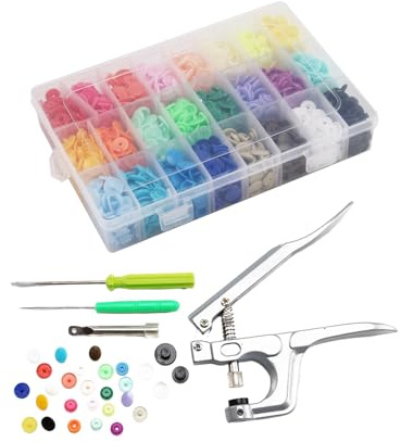 LN COZY CORNER Button Snap Pliers + 360-Piece T5 Plastic Fasteners Set in 24 Colors - Stainless Steel, Abrasion-Resistant for Sewing