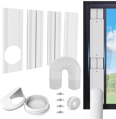 G GO . HO Portable AC Window Vent Kit with 5.9” Exhaust Hose ，Adjustable PVC Window Seal Panel for Sliding Windows，Portable Air Conditioner Window Kit