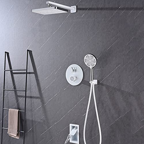 Set Miscelatore Doccia Incasso a 3 Vie, Miscelatore termostatico Doccia con soffione Doccia, Tubo Flessibile e Supporto