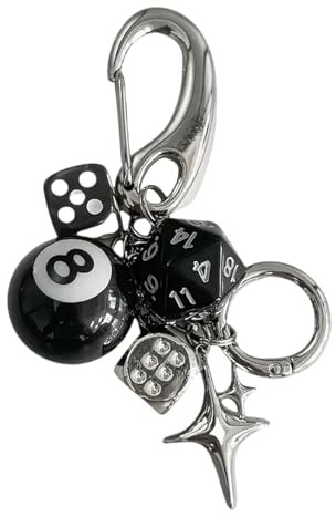 Porte-clés boule de billard noir fait à la main - Pendentif - Cordon - Ornements - Accessoires de mode - Décoration pour hommes et femmes