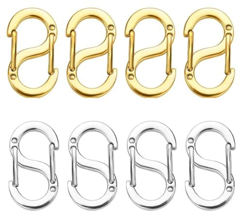 8 Stück Doppelöffnungs Verkürzer Verschluss, Verschlüsse für Armbänder aus Edelstahl, Halsketten Verschluss, mini Karabiner,Kurzer Armband Verschluss, Armband-Verbinder