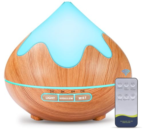 Aroma Diffuser, 500ml Kleiner Ultraschall Aromatherapie Diffusor für ätherische Öle, mit automatischer Abschaltfunktion, Hellbraun