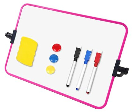 perfk Petit tableau blanc portable effaçable à sec, compact, lisse et réutilisable, avec stylet, pour le bureau, la maison, les listes de tâches, Rose