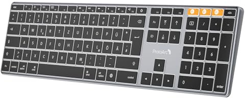 ProtoArc Beleuchtete Kabellose Tastatur für Mac, K110-A Aluminium-Bluetooth-Tastatur Full-Size, Mehrere Geräte, Flach, Wiederaufladbar, Funktastatur für MacBook Pro/Air, Mac mini, iPad