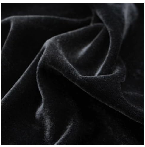 Tutamaz Pannesamt Stoff 2m x 145cm zum Nähen KEINE Meterware glänzender Stretch Samt für Vorhänge Gardinen Bühne Kostüm Kleid Bekleidung Tischdecke Dekostoff, Schwarz