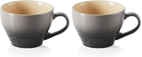 LE CREUSET Stoneware Grand Mug, 400ml, Flint, 70304404440002 (Pack of 2)