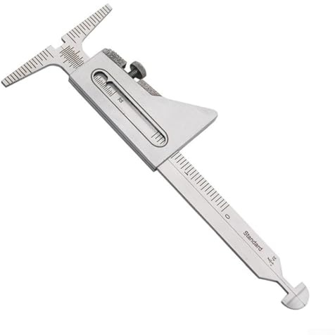Calibro a corsoio in acciaio inossidabile per disallineamento interno e misurazione dello spessore del tubo di saldatura, doppia scala (pollici/mm), 158 x 64 mm, argento