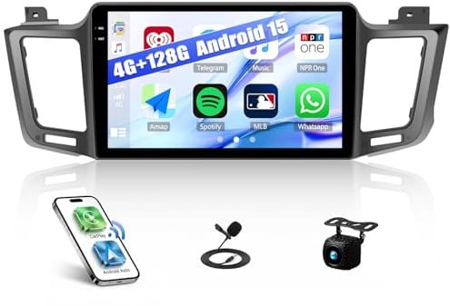 Android 15, 4G+128G GOHHDL Autoradio für Toyota RAV4 2013-2018 mit Wireless Carplay Android Auto, 10 Zoll Touch Radio 2Din mit GPS Navi WLAN Bluetooth FM/RDS EQ SWC Rückfahrkamera&Mic