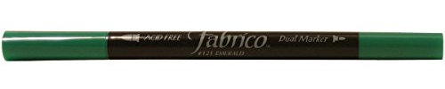 Tsukineko Rotulador para Textil FABRICO Markers translúcido Color Esmeralda Doble Punta Pincel/Bala 3,8mm./2,3mm.