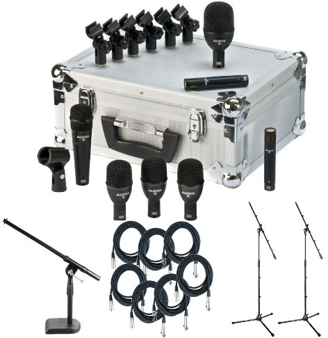 Audix FP7 Fusion Drum-Mikrofon, 7-teilig, inkl. 7 50,8 m XLR-Kabel, 2 Galgenständer und 1 Mini-Galgen