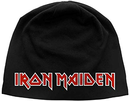 Iron Maiden Mütze Beanie Cap Classic Vintage Band Logo offiziell Schwarz Jersey One Size