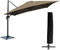 Happy Garden Pack Parasol déporté carré 3x3m inclinable Taupe + bâche