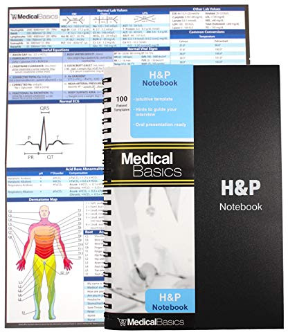 H&P anteckningsbok - Medicinsk historia och fysisk anteckningsbok, 100 medicinska mallar med perforeringar