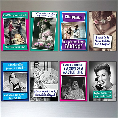 Set 0f 8 Inspirational humorous funny Quotes - Vintage Fridge Magnets No.2