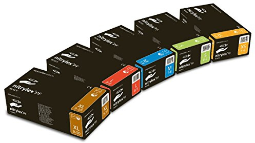 Nitrylex Disposable Nitrile Gloves, Powder Free, Pack of 100, Black, Size L