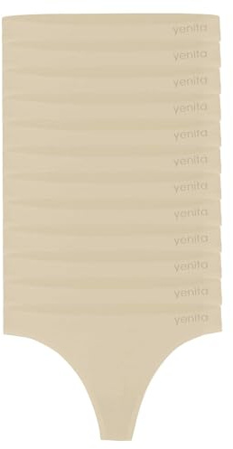 Yenita 12er Pack Damen Strings, Basic String Tanga, Skin, Gr. S/M