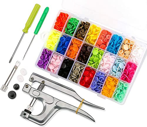 Queta Snap Button Set - 360 Buttons With Pliers, Fasteners, Poppers, Studs, Sewing Tools (24 Colors, Plier for T3, T5, T8)