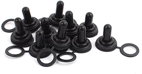 sourcing map 10Stk. 12mm Gewinde wasserdicht Kippschalter Gummikappe Abdeckung Schutz schwarz DE de
