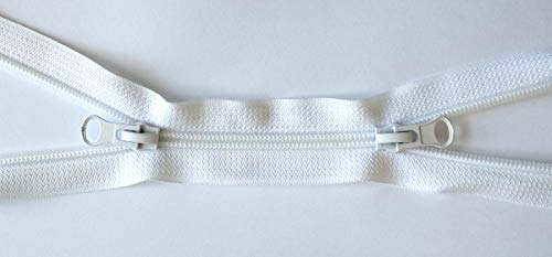 Jajasio 2 Wege Reißverschluss 40cm lang, 5mm Spiral Zweiwege Farbe: Weiss