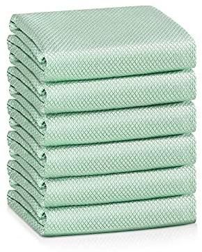Nanoscale Cleaning Cloth,Easy Clean Fish Scale Microfiber Glass Cleaning Cloths Streak Free for Window Car Mirrors Windshield Lint Free Microfiber Polishing Cleaning All-Purpose Towel Pack of 6(Green)