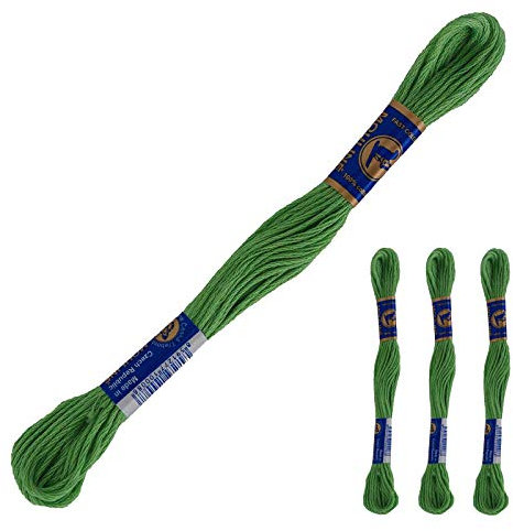 3 Docken Stickgarn je ca. 8m / Sticktwist 100% Baumwolle Stickerei verschiedene Farbwahl, Farbe :6662 mittelgrün