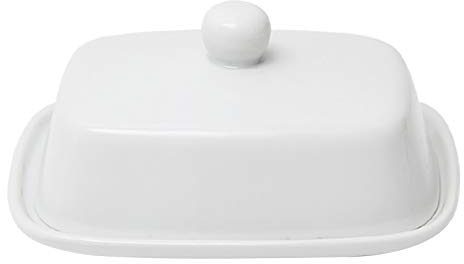 Creative Porcelain Butter Dish with Lid, Multifunction Square Sealed Butter Box for Soft Butter and Cheese,Dessert Container Tray,White-Style-1