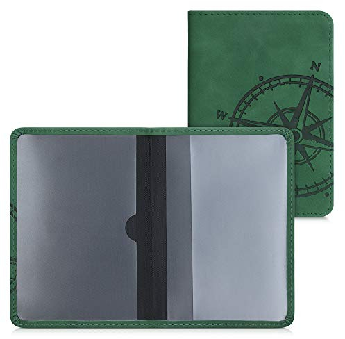 kwmobile Custodia Ecopelle Nabuk per Libretto Circolazione Auto - Cover Portalibretto con Scomparti Tessere Patente - Foderina Portadocumenti - Bussola vintage