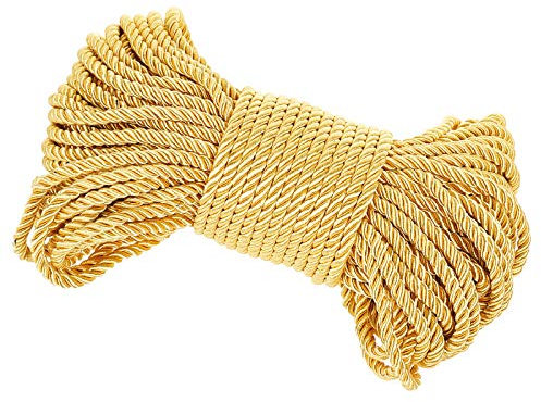 PandaHall Golden Entangled Cord Trim, 27 Yards 6mm Verwickelter Seiltrimmfaden Für Heimwerker, Kunsthandwerk, Schulprojekte, Hauptdekore, Vorhang Raffhalter, Ehrenschnur, Polster