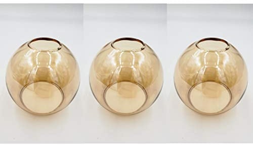 3 Stück Lampenschirm goldfarben E14 LED geeignet Lampenschirm Castello Ersatzglas goldfarbig Ersatzgläser für Lampen Hängelampe Lampenschirme aus Glas Art Deco Lampenglas (3Stk. Castello goldfarbig)