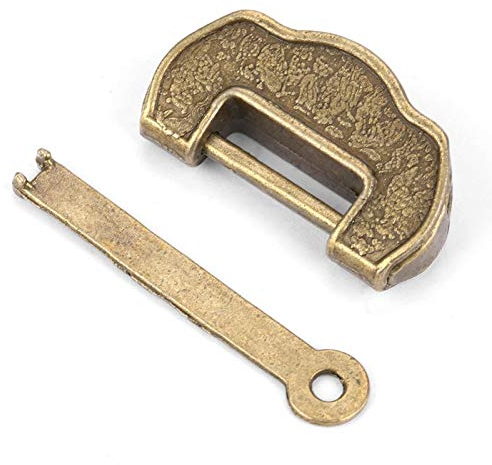 Jeanoko Serrure Antique Chinois Vintage Cadenas Antique Rétro Style Serrure Clé pour Boîte à Bijoux Tiroir Cabinet(3.5 * 1.9 * 1.1cm/ 1.4 * 0.7 * 0.4in)