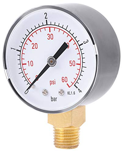 Manometer, Wasserdruckmanometer, Manometer für Heizöl oder Wasser 0-4bar/0-60psi NPT, Drucktester, 1/4 Zoll NPT unten seitliche Montage Rohrgewinde, Manometer Kompressor