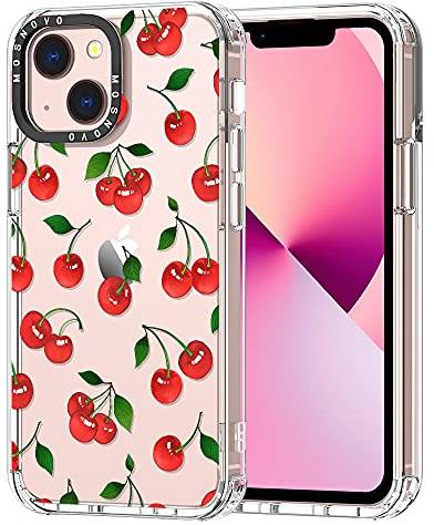 MOSNOVO für iPhone 13 Hülle – Durchsichtige, schlanke, stoßfeste TPU+PC-Handyhülle, [6,6 Fuß Fallschutz/Anti-Abziehen] - Süße Kirsche