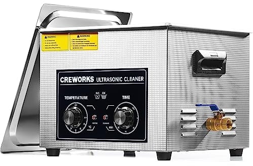 CREWORKS Ultraschallreinigungsgerät Edelstahl 15L Ultraschallreiniger mit Heizung Timer Degas- und Sanftmodus für Zahnprothesen Schmuck Brillen Uhren Gläser Ultraschall-Reinigungsgerät mit Knöpfen