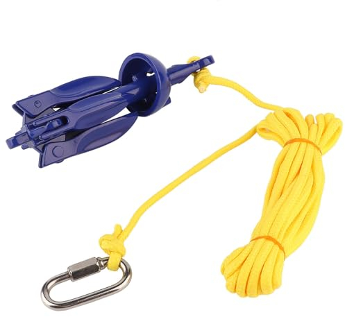 Nimomo Kajak AnkerKlapp Grapnel Anker Kit, Langlebiges Aluminium Zusammenklappbarer Grapnel Anker Zubehör für Aufblasbares Boot, Kanu, Seilschnallen Kit