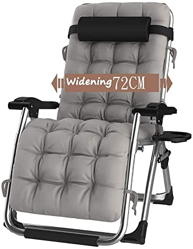 JBKNAN Liegen Lehnender Schwerelosigkeits-Stuhl Im Freien Mit Getränkehalter,Extrabreiter Verstellbarer Liegestuhl Für Patio Garten Strand Pool,Mit Kissen-Unterstützung 200kg (Größe : Gray)