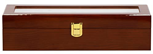 SPRINGOS Uhrenkassette Holz Uhrenbox 6 Uhren 31,5 x 11 x 8 cm Schatulle mit Sichtfenster Schmuckkasten