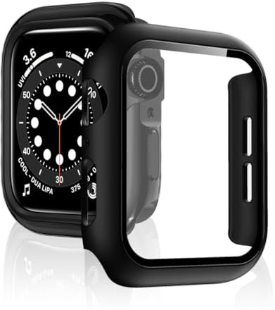 Apple Watch 44MM Screen Protector, Two Black iWatch Case 44MM, Suitable For Series 6 5 4 SE