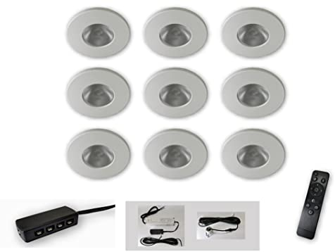 Mini LED Spot weiss starr 9er Set CCT 2700K-6500K dimmbar per Fernbedienung 12V IP65 Einbaustrahler