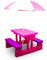 BITUXX Kindersitzgruppe Kindertisch Tisch Kindermöbel für Garten zum Spielen für innen und außen mit Sonnenschirm Pink