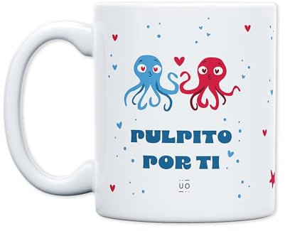 UO Tasse Octopus by Ti, Frühstückstasse, ein Geschenk voller Liebe und Spaß für Ihre Partnerin. Originelles Detail zum Valentinstag. Hochwertige Keramik, 350 ml.