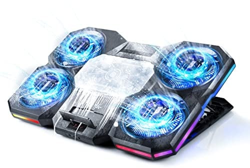Navazip Upgraded Laptop Cooling Pad with Thermoelectric Cooler and 4 Fans, Powerful Laptop Cooler, Independent Control, Multi-Gear Adjustment, RGB, 14-18 Inch Laptop Stand (Laptop Cooling Pad 5)