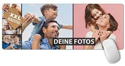 PR Print Royal Großes Mousepad mit Foto - Fotocollage mit 5 Fotos selbst gestalten - XXL Mousepad personalisiert, Geschenke für Freund und Gamer | Schreibtischunterlagen, 800 x 300 mm